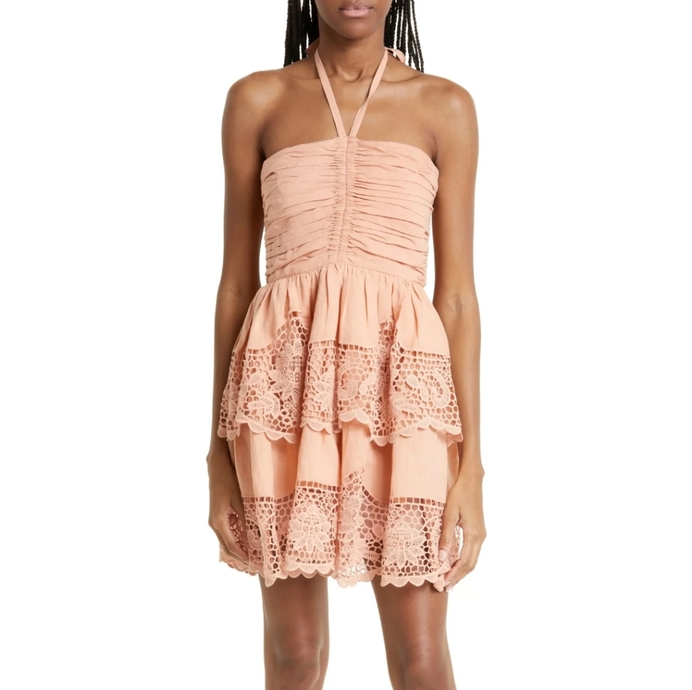 Ulla Johnson Pink Azalea Savannah Halter Mini Dress NWOT Size 6